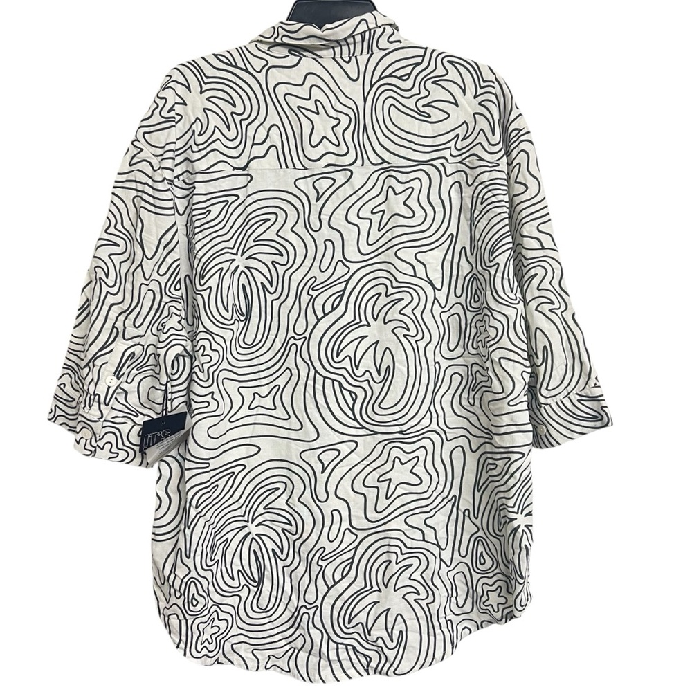 New It’s Now Cool Abstract Palm Tree Star Print Button Front Swim Coverup - Picture 4 of 6